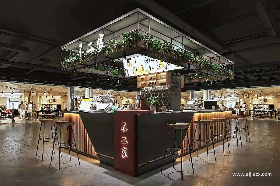 美食廣場(chǎng)特色小吃涼皮店設(shè)計(jì)裝修效果圖