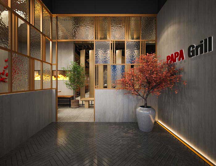 350平米燒烤餐廳裝修設(shè)計效果圖