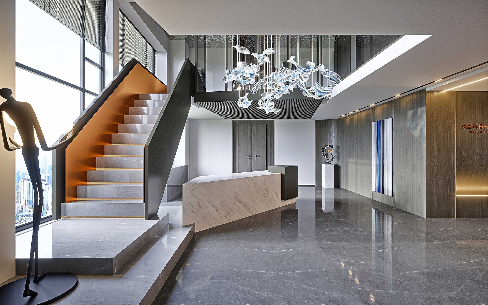 1100平米貿(mào)易公司辦公室裝修設(shè)計效果圖