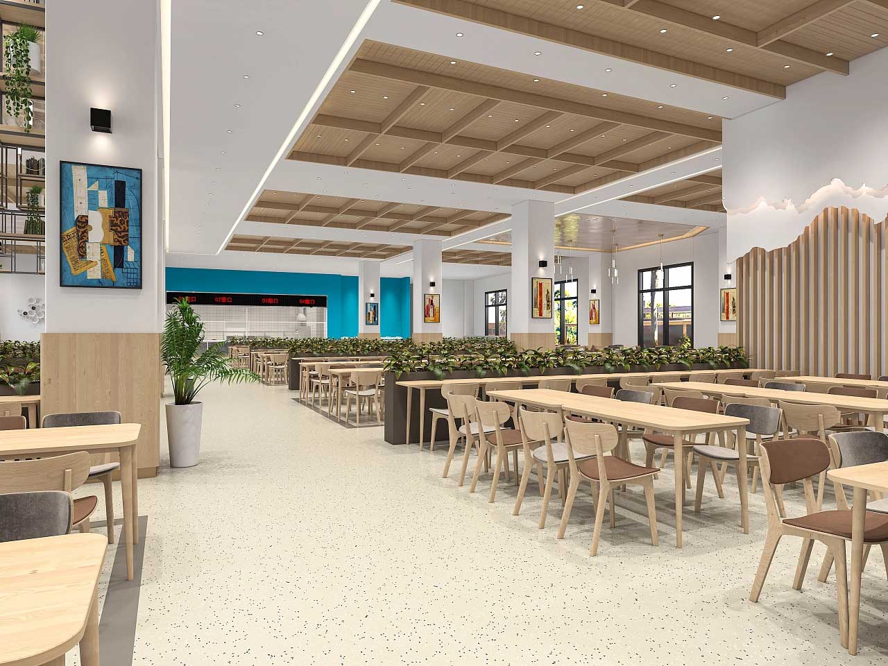 鄭州學(xué)校食堂設(shè)計-學(xué)校食堂裝修設(shè)計效果圖