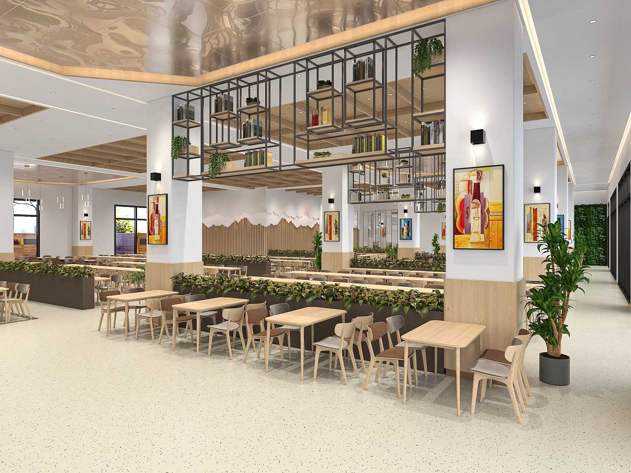 鄭州學(xué)校食堂設(shè)計-學(xué)校食堂裝修設(shè)計效果圖