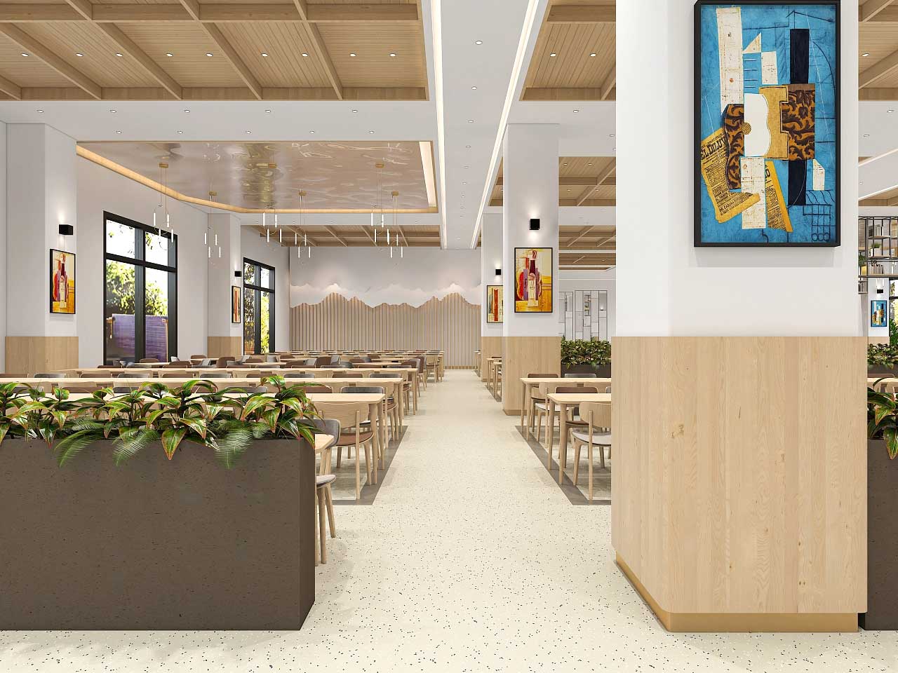 鄭州學(xué)校食堂設(shè)計-學(xué)校食堂裝修設(shè)計效果圖