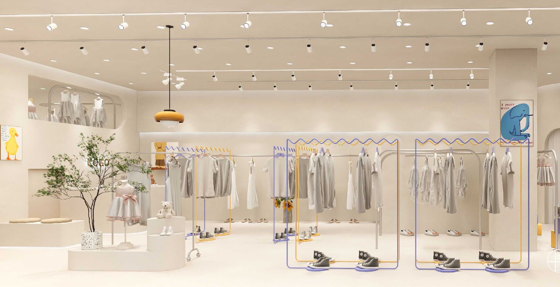 鄭州童裝店設(shè)計-童裝店鋪裝修設(shè)計效果圖