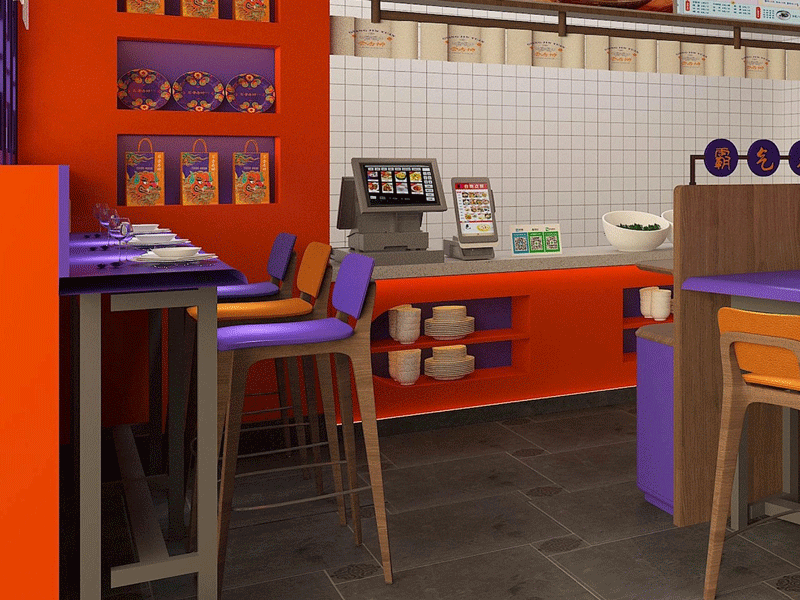 160平米國潮風螺螄粉店鋪裝修設(shè)計