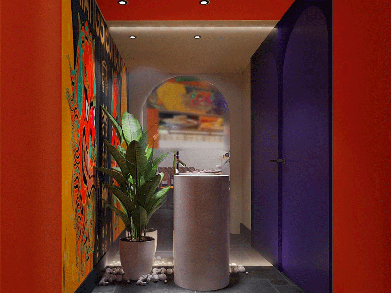 160平米國潮風螺螄粉店鋪裝修設(shè)計