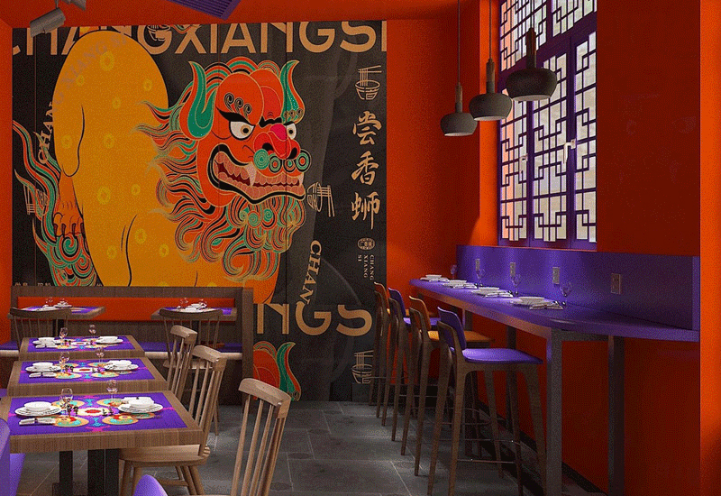 160平米國潮風(fēng)螺螄粉店鋪裝修設(shè)計(jì)