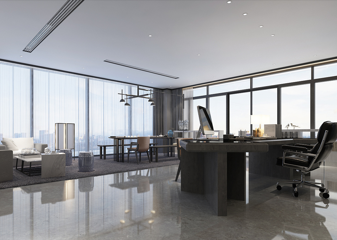 160平米極簡(jiǎn)禪意辦公室設(shè)計(jì)效果圖賞析