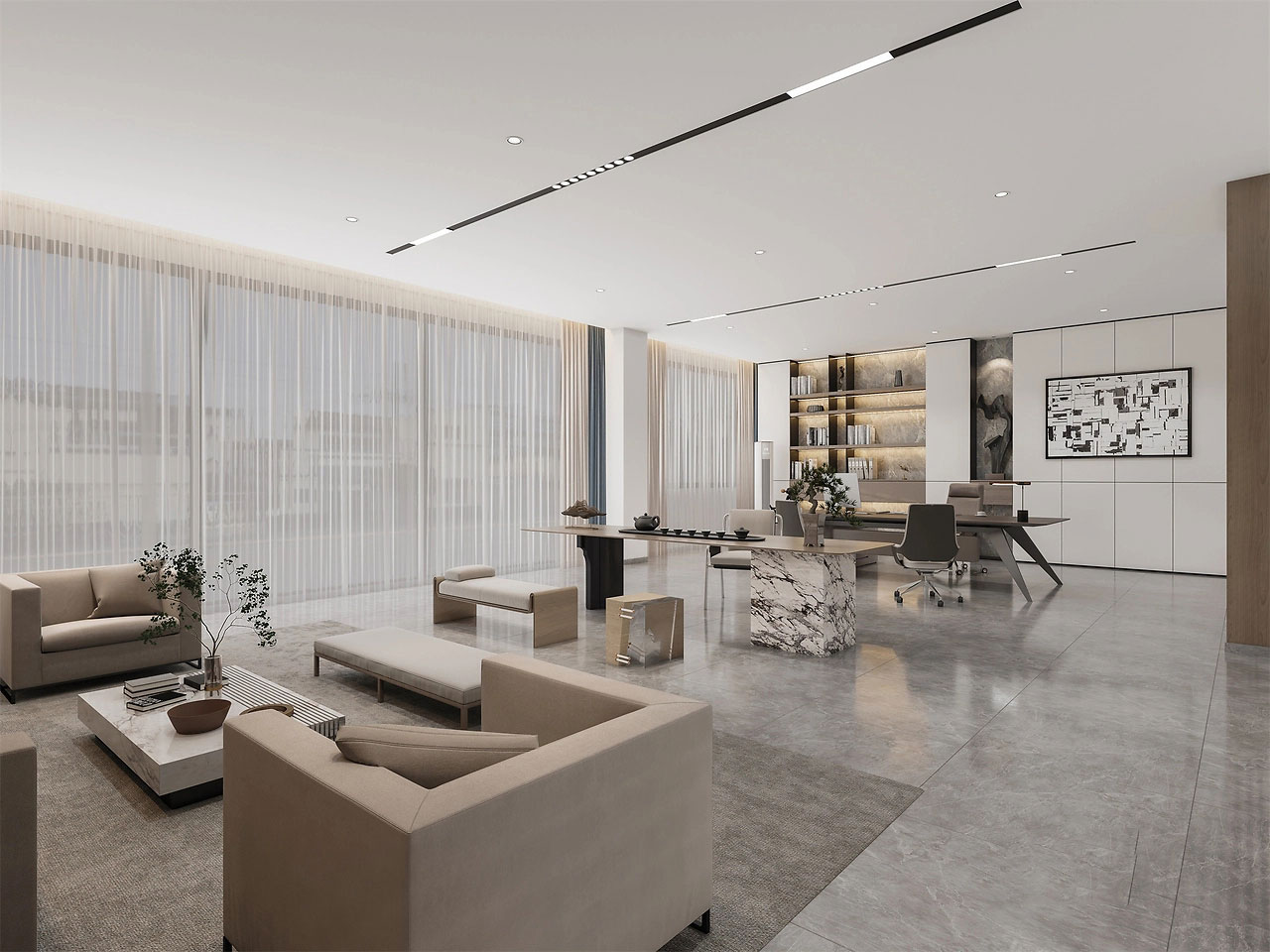 165平米簡潔大氣辦公室裝修設(shè)計效果圖