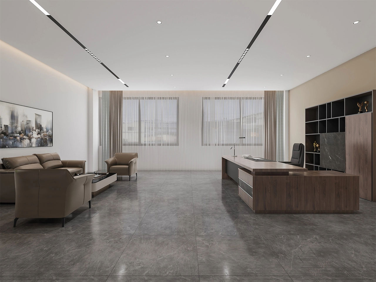 165平米簡潔大氣辦公室裝修設(shè)計效果圖