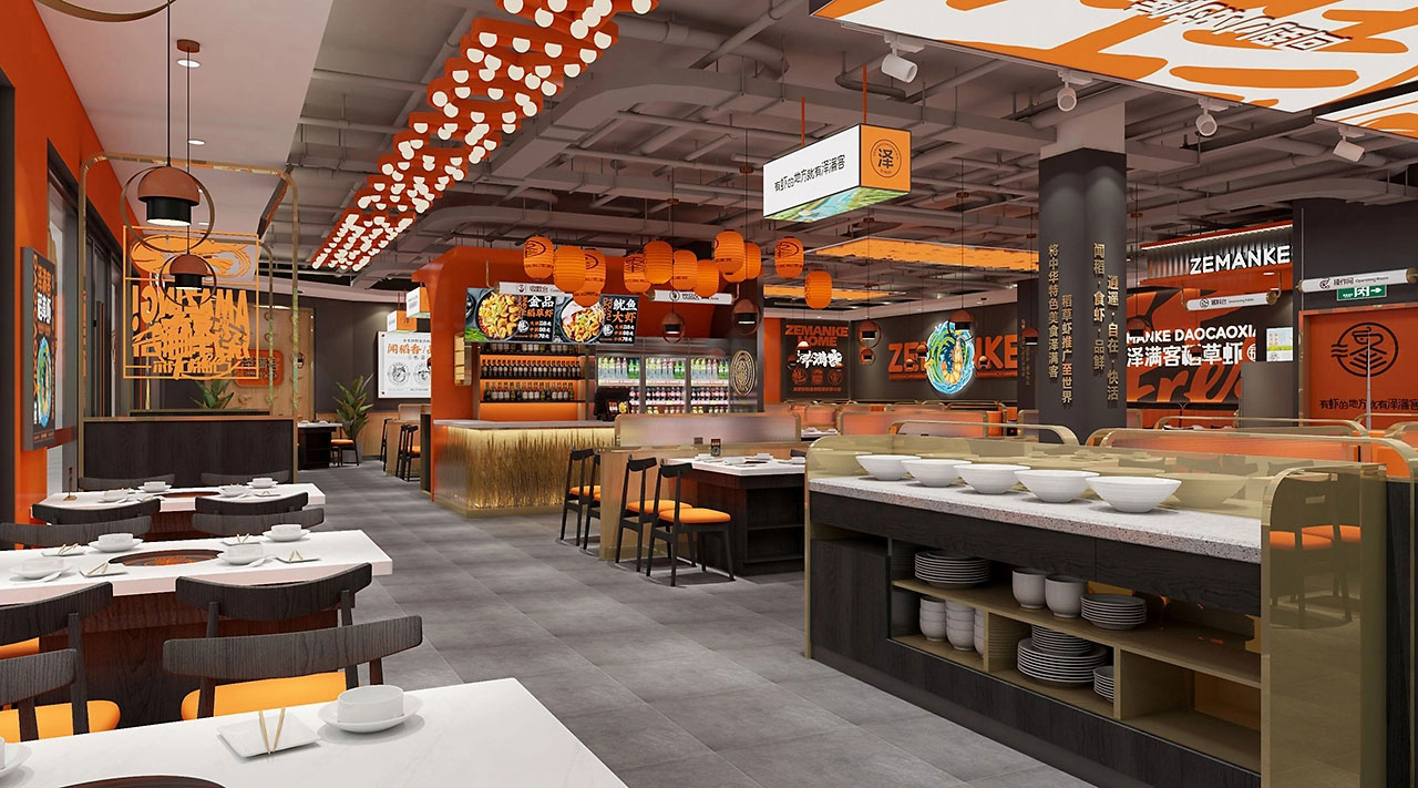 270平米稻草蝦火鍋店裝修設(shè)計效果圖