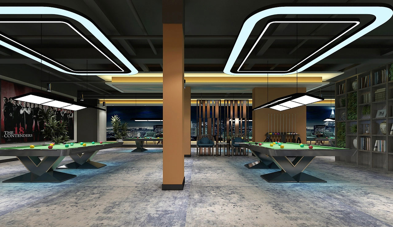 314平米鄭州臺球館裝修設(shè)計效果圖