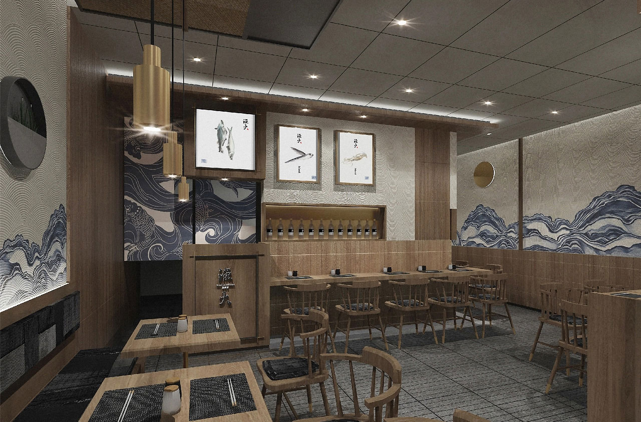 148平米鄭州魚(yú)火鍋店面裝修設(shè)計(jì)效果圖