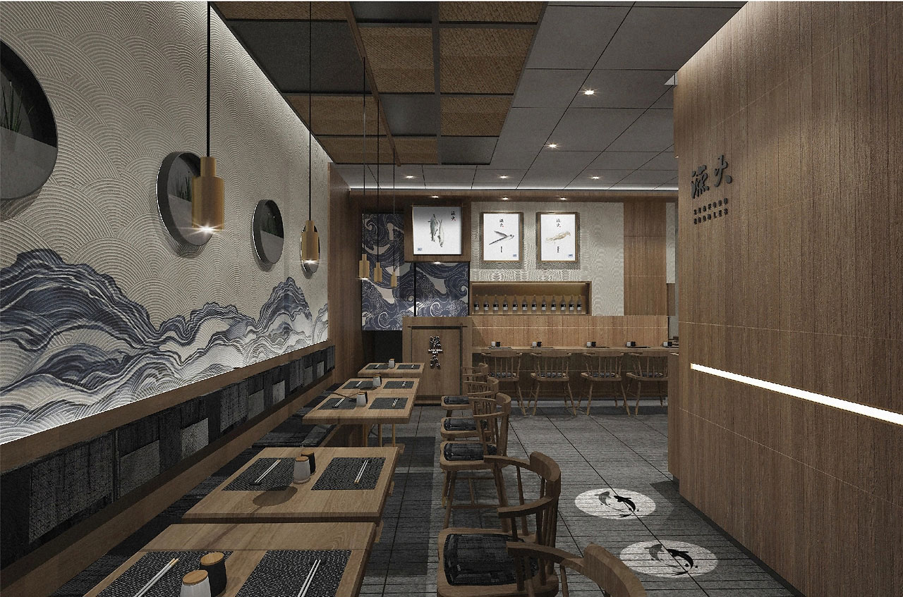 148平米鄭州魚(yú)火鍋店面裝修設(shè)計(jì)效果圖