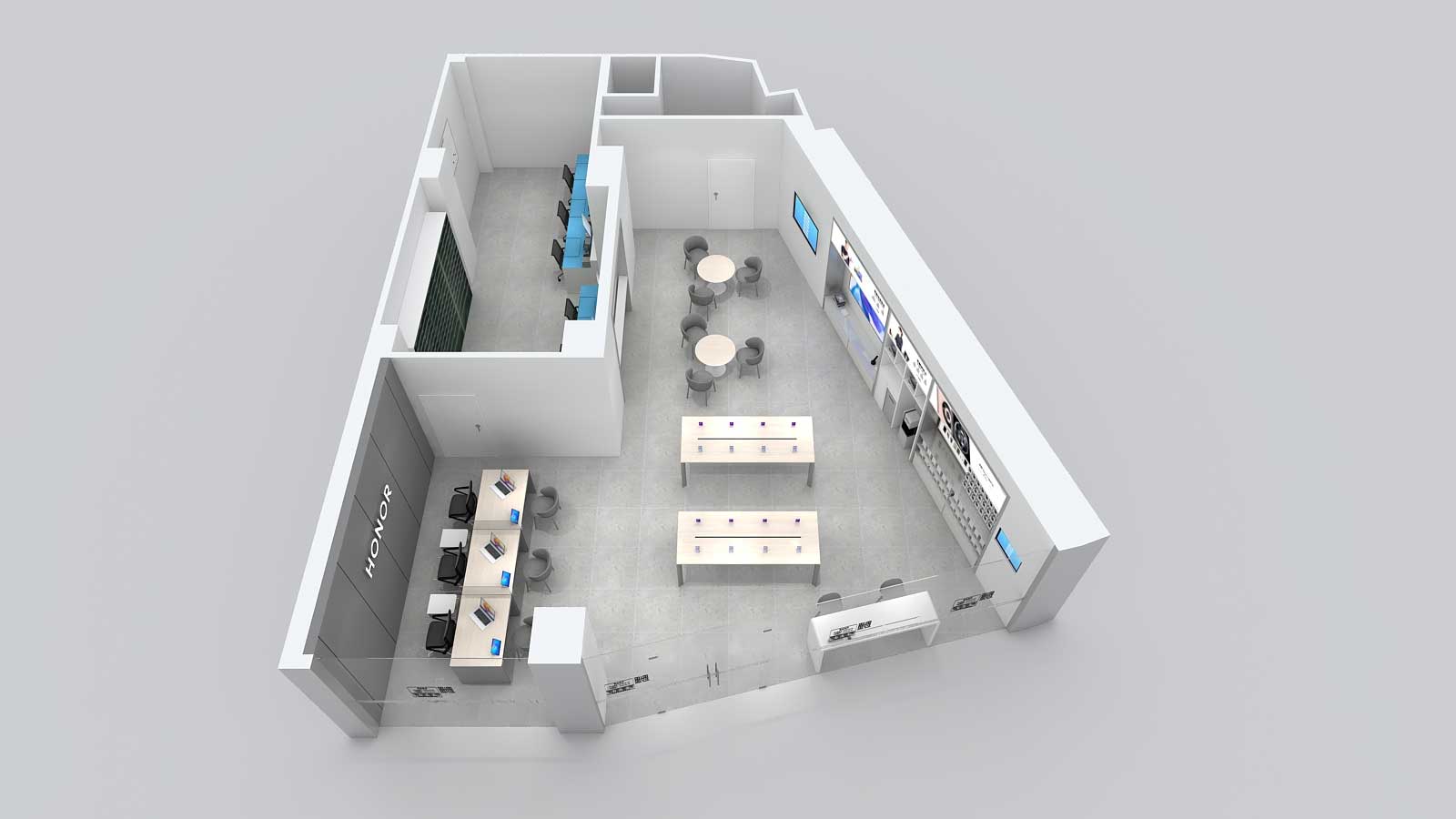 180平米榮耀手機體驗店設(shè)計效果圖