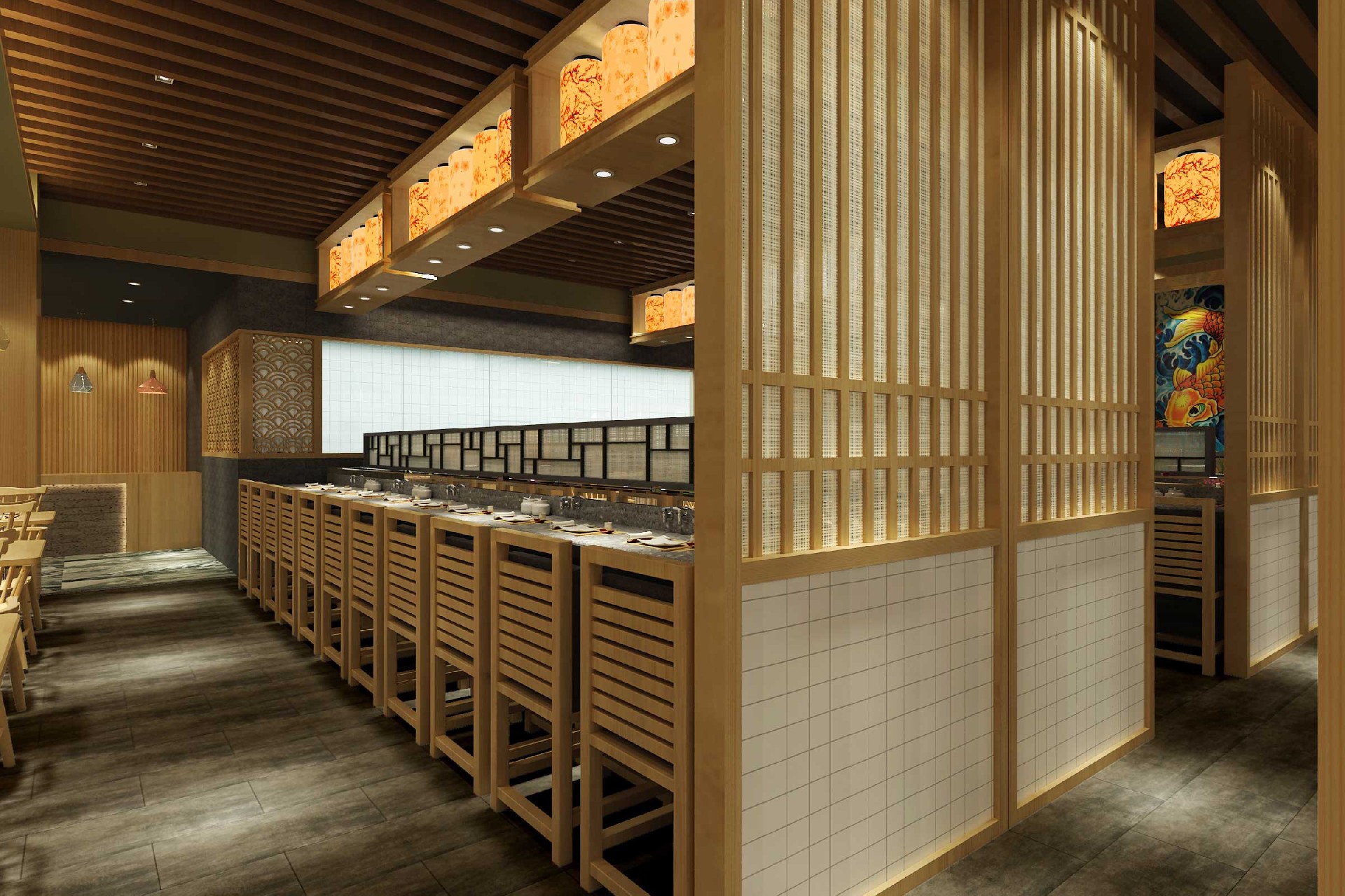 300平米鄭州壽司店裝修設(shè)計效果圖