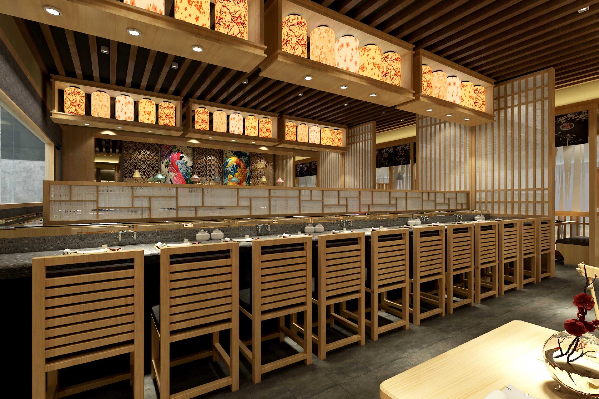 300平米鄭州壽司店裝修設(shè)計效果圖