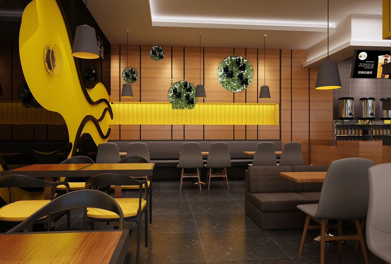 120平米鄭州飲品店裝修設(shè)計效果圖