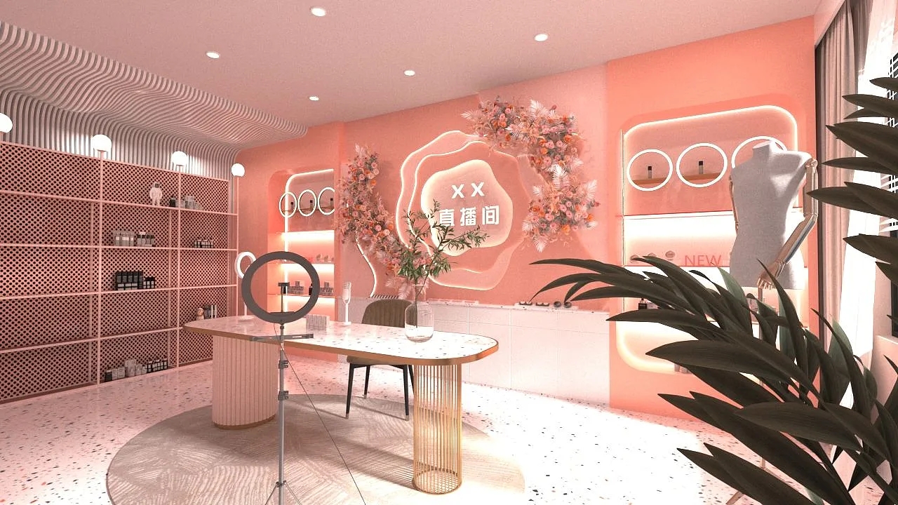 直播間背景墻設(shè)計搭建，直播間背景墻裝修效果圖