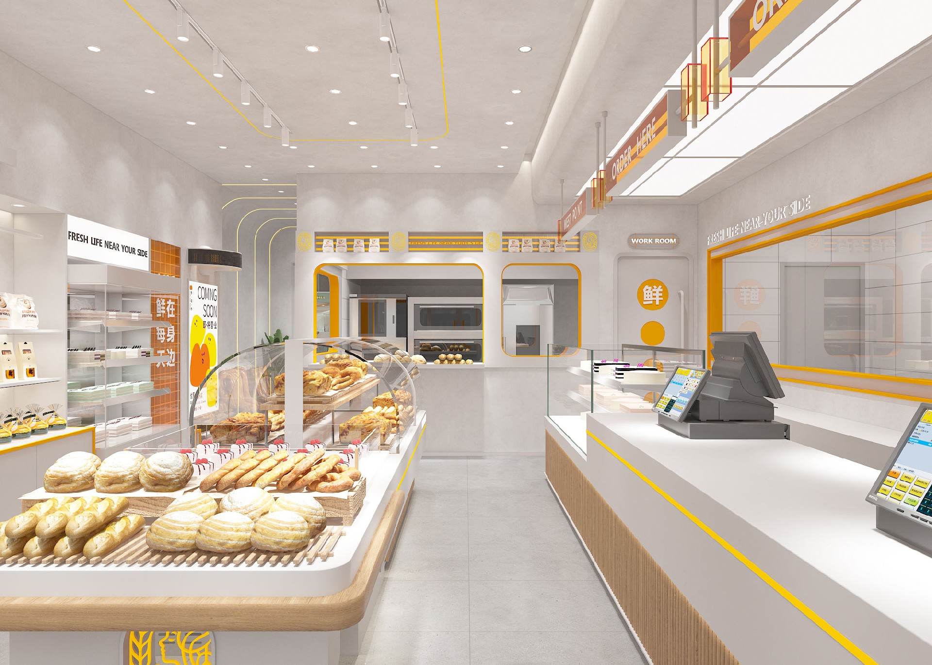60平米鄭州烘焙店設(shè)計效果圖