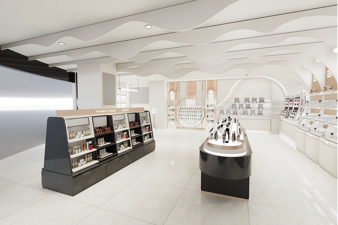 90平米鄭州化妝品店直播間設(shè)計效果圖