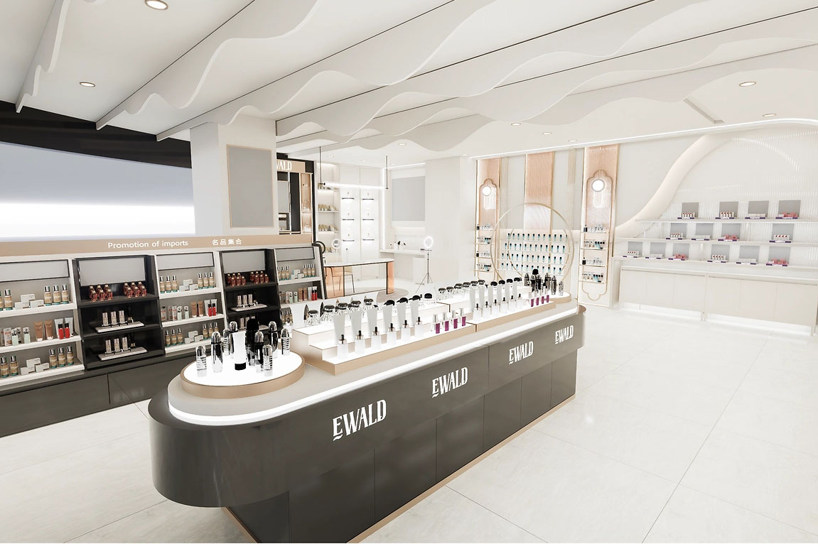 90平米鄭州化妝品店直播間設(shè)計效果圖