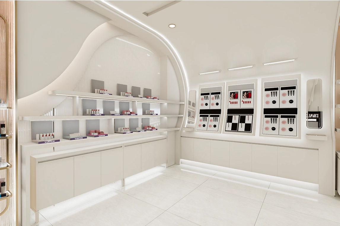 90平米鄭州化妝品店直播間設(shè)計效果圖