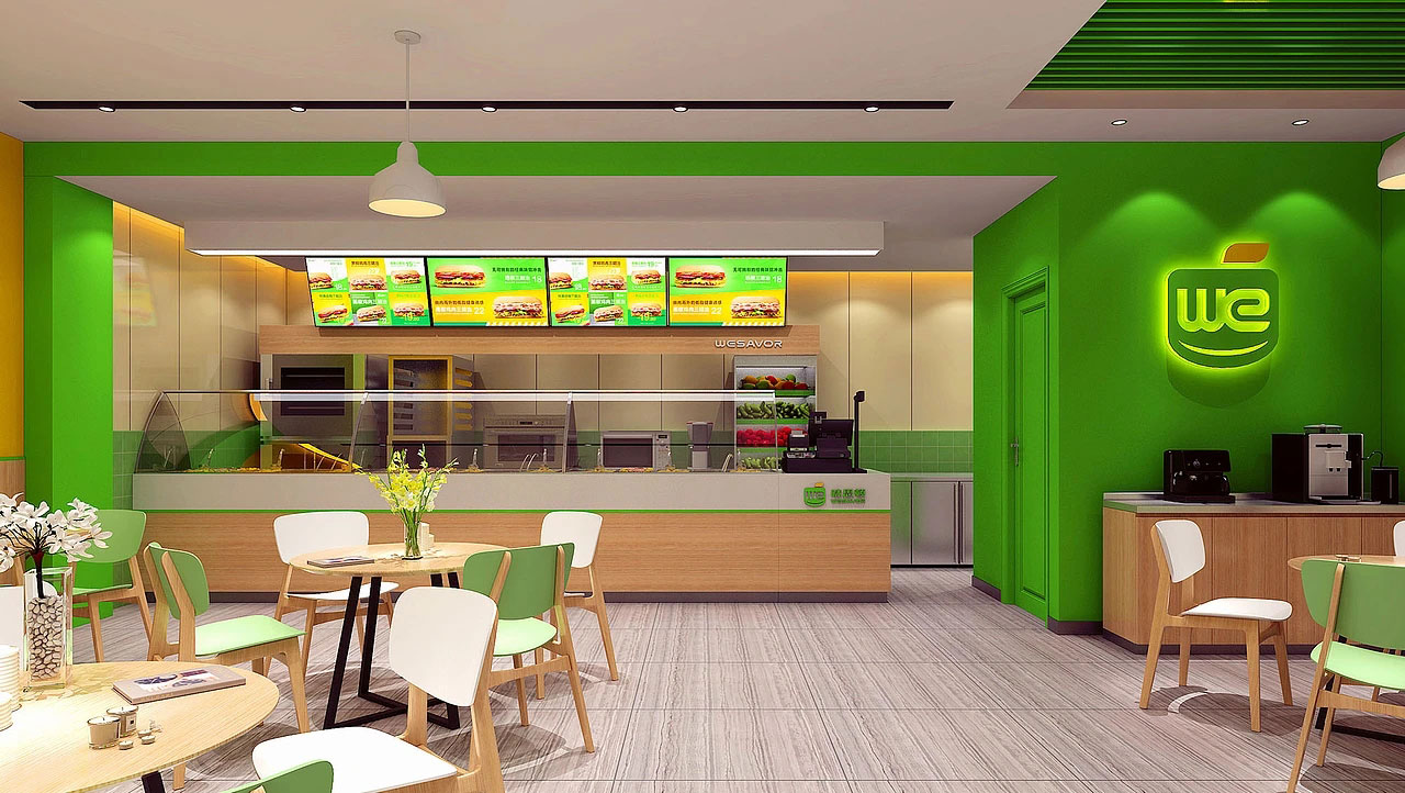 115平米鄭州漢堡店裝修設計效果圖