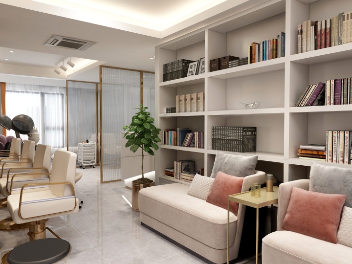 65平米輕奢風格理發(fā)店設計效果圖