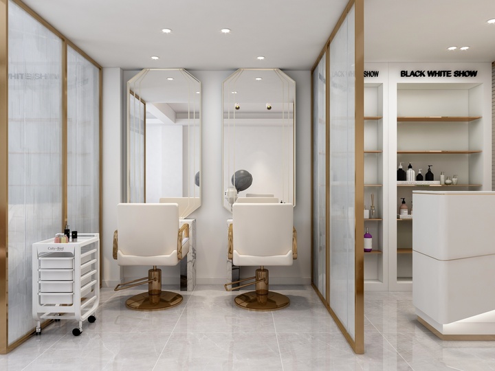 65平米輕奢風格理發(fā)店設計效果圖