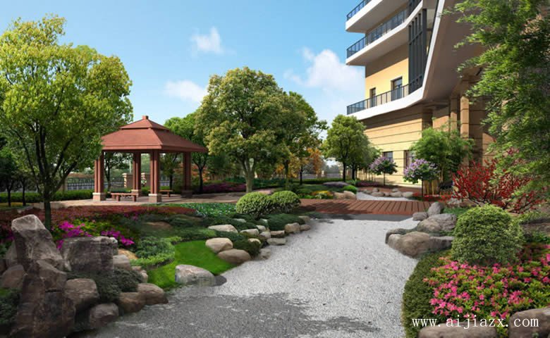 雅逸的混搭風格小區(qū)園林景觀裝修效果圖