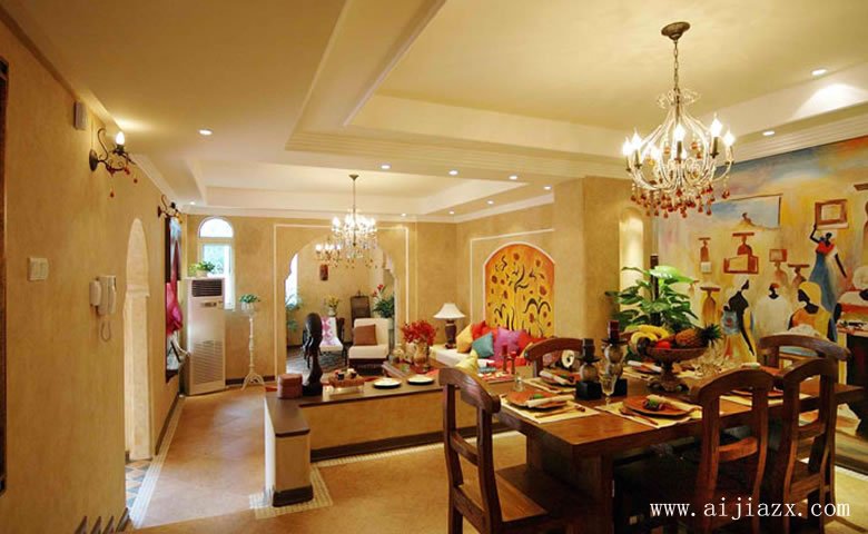 暖色調(diào)的地中海風格客餐廳裝修效果圖