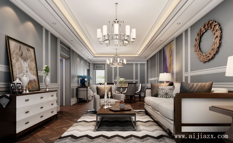 簡(jiǎn)歐風(fēng)格大戶型裝修效果圖