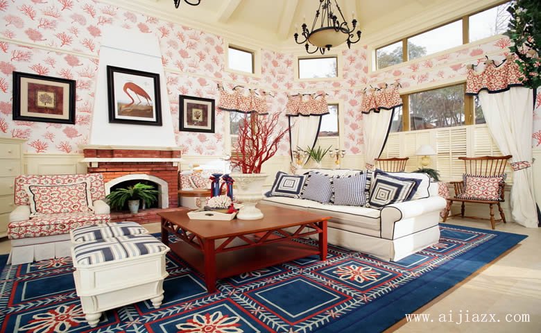 恬靜優(yōu)雅的田園風格小戶型客廳裝修效果圖