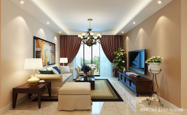 時(shí)尚流行的暖色系簡(jiǎn)約美式風(fēng)格小戶型裝修效果