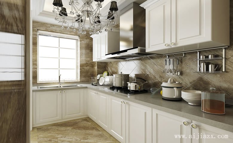 L型的現(xiàn)代簡約風(fēng)格廚房裝修效果圖