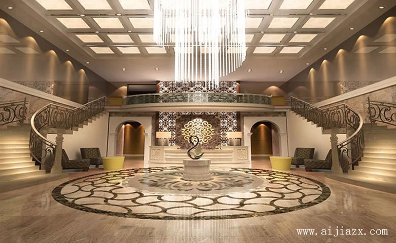 開(kāi)闊大氣的酒店前廳裝修效果圖
