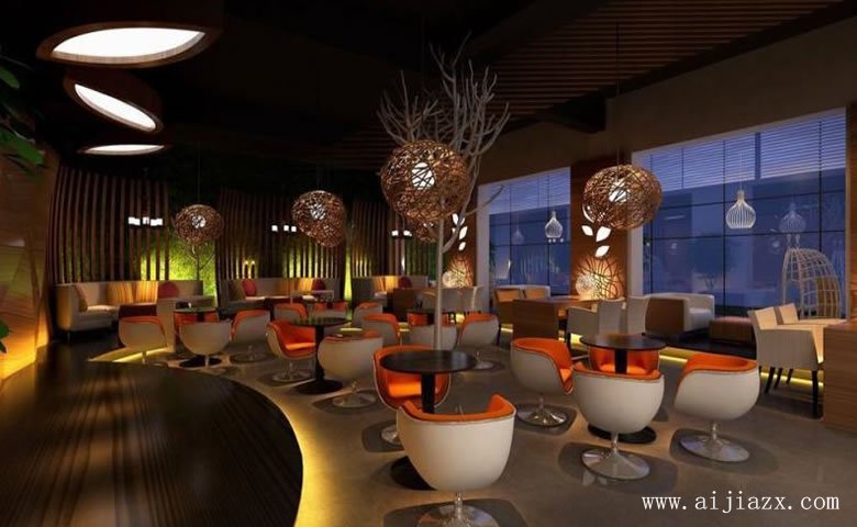潮流時(shí)尚的音樂(lè)主題餐館大廳裝修效果圖