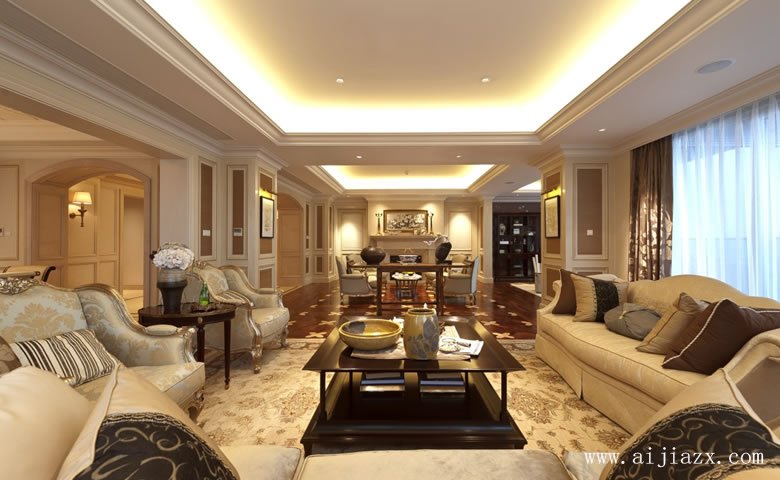 精致奢華的歐式風(fēng)格大戶(hù)型客廳裝修效果圖