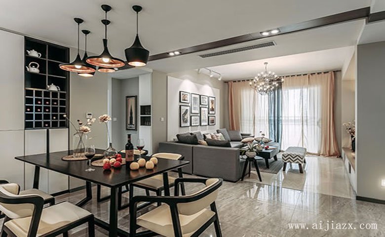 開(kāi)闊大方的現(xiàn)代風(fēng)格兩居室客餐廳裝修效果圖